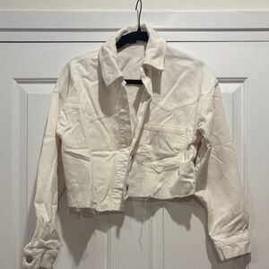 Forever 21 Off-White Cropped Jean Jacket